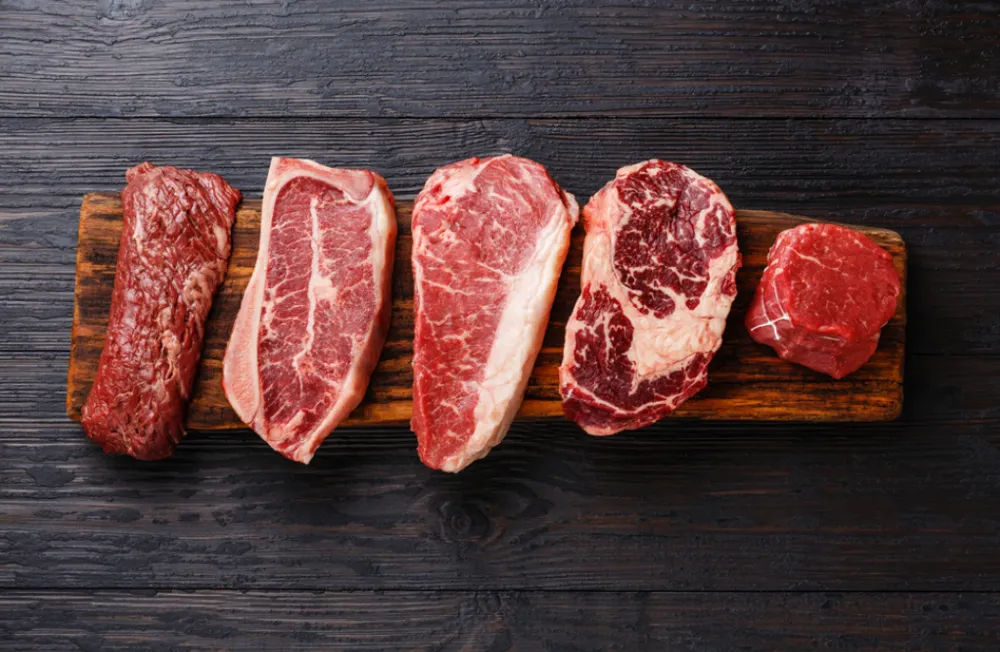 Craft butchers | Cuts of select meat on wooden board.